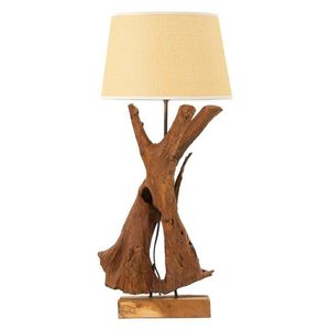 Lampa de masa Teak, Mauro Ferretti, 1 x E27, 40W, 35x80 cm, tec reciclat, lucrat manual, model unicat, maro imagine