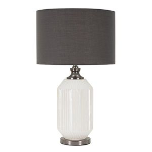 Lampa de masa Brighty, Mauro Ferretti, 1 x E27, 40W, 37.5x65 cm, sticla/fier/catifea, alb/gri imagine