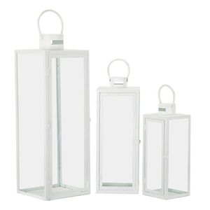 Set 3 felinare White, Mauro Ferretti, 22x18x66 cm, fier/sticla, alb imagine