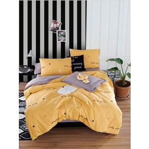 Lenjerie de pat dubla, Dide - Yellow, EnLora Home, Bumbac Ranforce imagine