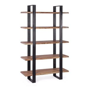 Biblioteca Artur, Bizzotto, 110x40x180 cm, lemn de salcam/otel, natural/negru imagine