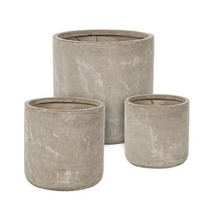 Set ghivece pentru exterior 3 piese Sand Cylindrical, Bizzotto, 50 x 50 x 51 cm, fibra de sticla si argila, gri nisip imagine