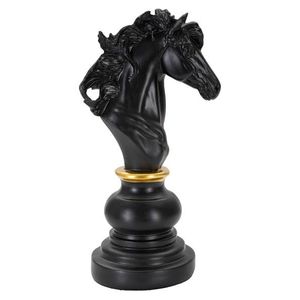 Statueta decorativa / Piesa de sah Cal, Black Horse, Mauro Ferretti, 14 x 11 x 27 cm, polirasina, negru/auriu imagine