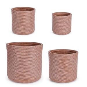 Set ghivece pentru exterior 4 piese Tressage, Bizzotto, Ø43 x 43 cm, fibra de sticla si argila, teracota imagine