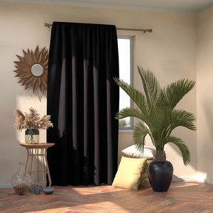 AmeliaHome Draperie Blackout Oxford Pleat neagră, 140 x 245 cm, negru imagine