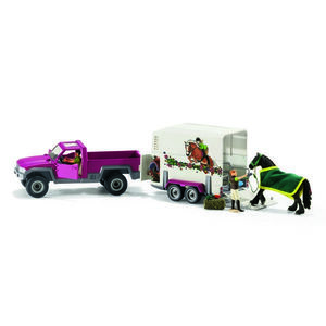 Schleich - Pick-up cu remorcă și cal, 51, 5 cm imagine