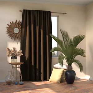 AmeliaHome Draperie Blackout Oxford Pleat maro închis, 140 x 245 cm, maro imagine