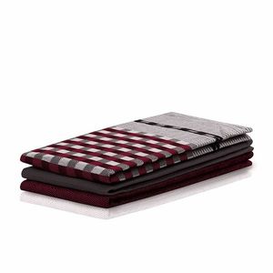 DecoKing Prosop bucătărie Louie, bordo și negru, 50 x 70 cm, set 3 buc. imagine