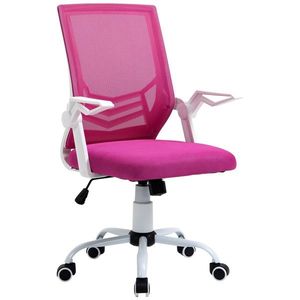 Scaun de Birou Ergonomic Vinsetto cu Cotiere si Suport Lombar, Pivotant, Inaltime Reglabila, Tesatura Roz | Aosom Romania imagine