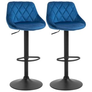 HOMCOM Set 2 Scaune de Bar Reglabile, Confortabile, Design Modern, 51.5x48x83-104 cm, Albastru | Aosom Romania imagine