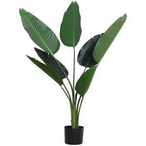 Outsunny Planta Artificiala Pasarea Paradisului Inalta 120cm, Planta Artificiala Strelitzia pentru Interior si Exterior cu Ghiveci | Aosom Romania imagine