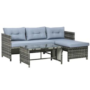 Outsunny Mobilier pentru Grădină cu Canapea cu 2 Locuri, Șezlong și Măsuță, Set pentru Grădină din Ratan, 62x124x62 cm, Gri | Aosom Romania imagine