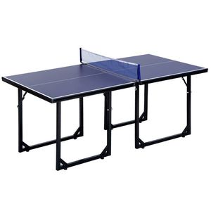 Masa de Ping Pong Pliabila, Multifuncitonala, cu Plasa din Otel si MDF, 182x91x76cm - Albastru HOMCOM | Aosom Romania imagine