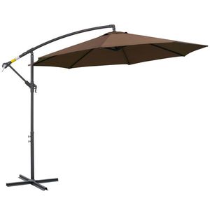 Outsunny Umbrelă Exterioară cu Manivelă, din Oțel și Poliester Rezistent la UV, Ø295x245 cm, Alb Crem | Aosom Romania imagine