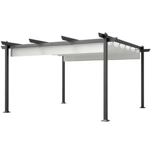 Outsunny Pergolă Retractabilă cu Structură din Aluminiu, Copertină de Soare pentru Grădină sau Terasă, 390x390x223 cm, Alb | Aosom Romania imagine