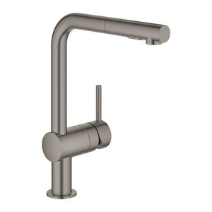 Baterie bucatarie Grohe Minta cu dus extractibil dual spray pipa L brushed hard graphite imagine