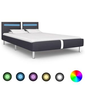 vidaXL Cadru de pat cu LED, negru, 140 x 200 cm, piele artificială imagine