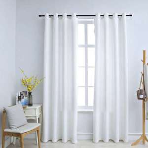 vidaXL Draperii opace cu inele metalice 2 buc. alb-ivoriu 140x225 cm imagine