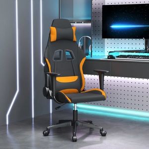 vidaXL Scaun de gaming cu masaj, negru și portocaliu, textil imagine