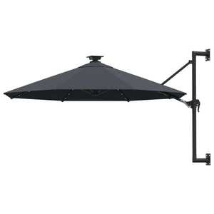 vidaXL Umbrelă de soare montată pe perete cu LED-uri, antracit, 300 cm imagine