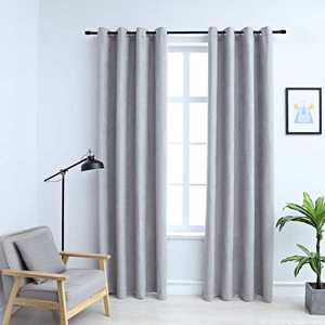 vidaXL Draperii opace cu inele metalice, 2 buc., gri, 140 x 175 cm imagine