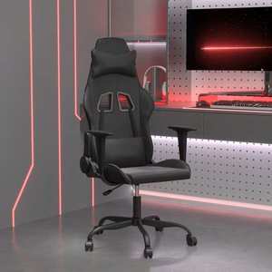 vidaXL Scaun de gaming de masaj, negru, piele ecologică imagine