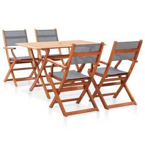 vidaXL Set mobilier de exterior, 5 piese, gri, lemn masiv eucalipt imagine