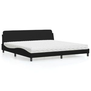 vidaXL Pat cu saltea, negru, 200x200 cm, piele ecologică imagine