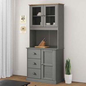 vidaXL Dulap superior comodă „VIGO”, gri, 78x30x100 cm, lemn masiv pin imagine