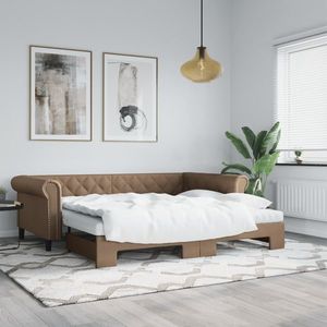 vidaXL Pat de zi cu extensie și saltele cappuccino 90x200 cm piele eco imagine