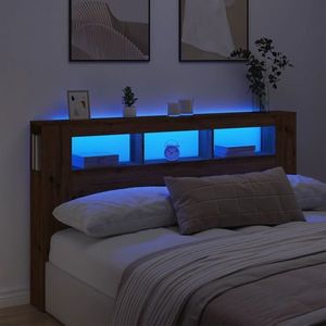 vidaXL Tăblie de pat cu LED, stejar artizanal, 180x18, 5x103, 5 cm, lemn imagine