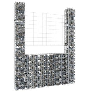 vidaXL Coș de gabion în formă de U, 2 stâlpi, 140x20x200 cm, fier imagine