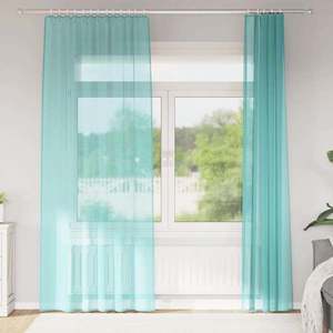 vidaXL Perdele Voile cu Bucle 2 buc Turcoaz 140x245 cm imagine