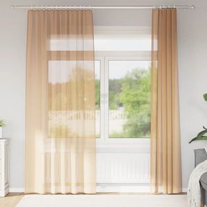 vidaXL Perdele Voile cu Bucle 2 buc Nisip 140x225 cm imagine