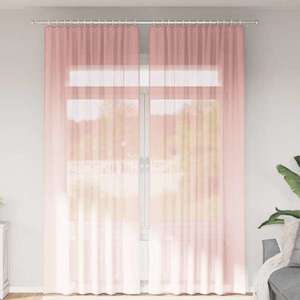 vidaXL Perdele Voile cu Bucle 2 buc Roz 140x260 cm imagine