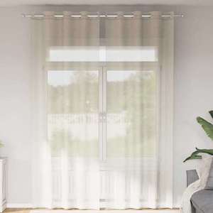 vidaXL Perdele Voile cu Oelii 2 buc Crem 140x260 cm imagine