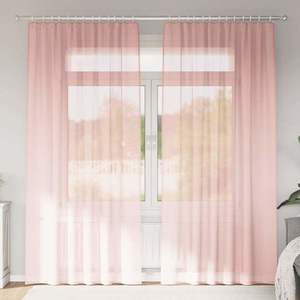 vidaXL Perdele Voile cu Bucle 2 buc Roz 140x225 cm imagine