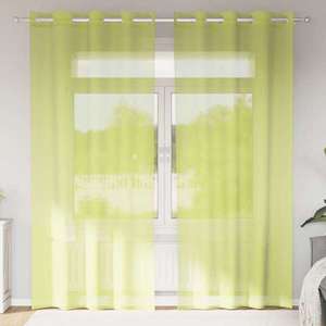 vidaXL Perdele Voile cu Oelii 2 buc Verde măr 140x245 cm imagine