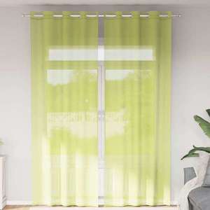 vidaXL Perdele Voile cu Oelii 2 buc Verde măr 140x260 cm imagine