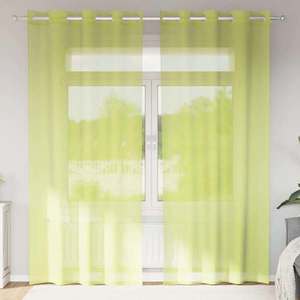 vidaXL Perdele Voile cu Oelii 2 buc Verde măr 140x225 cm imagine