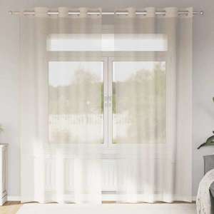 vidaXL Perdele Voile cu Oeli 2 buc Crem 140x245 cm imagine