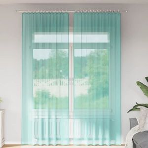 vidaXL Perdele Voile cu Bucle 2 buc Turcoaz 140x260 cm imagine