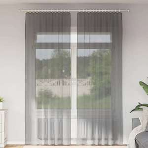 vidaXL Perdele Voile cu Bucle 2 buc Gri Inchis 140x260 cm imagine