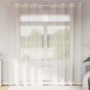 vidaXL Perdele Voile cu Oelii 2 buc Crem 140x225 cm imagine