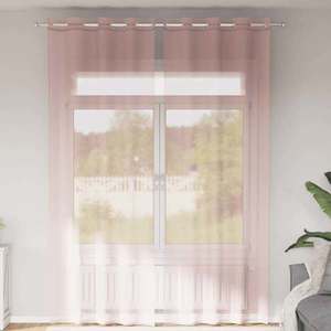 vidaXL Perdele Voile cu Oelii 2 buc Roz 140x260 cm imagine