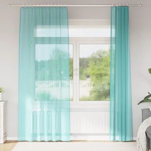 vidaXL Perdele Voile cu Bucle 2 buc Turcoaz 140x225 cm imagine