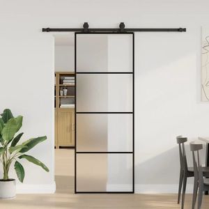 vidaXL Ușă glisantă cu set de feronerie neagră 76x205 cm Sticlă ESG imagine