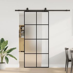 vidaXL Ușă glisantă cu set de feronerie neagră 90x205 cm Sticlă ESG imagine