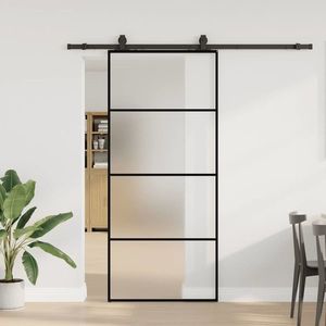 vidaXL Ușă glisantă cu set de feronerie neagră 90x205 cm Sticlă ESG imagine