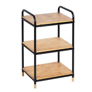 Etajera cu 3 rafturi Loft, Wenko, 33.5 x 42 x 69 cm, bambus/metal, natur/negru imagine